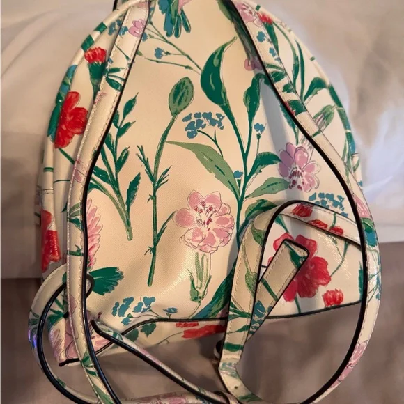 Kate Spade Floral Hummingbird Laurel Way Sammi Backpack - Green, Pink, Red - Picture 3 of 5